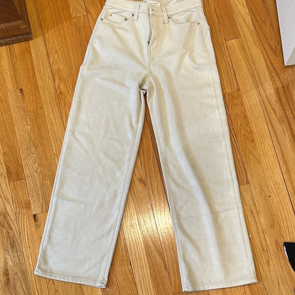 NWT Banana Republic Cream Wide Leg Micro Suede